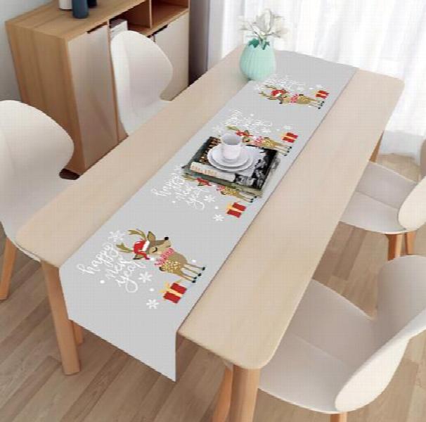 Christmas Decoration Linen Table Runners with Dwarf Elk